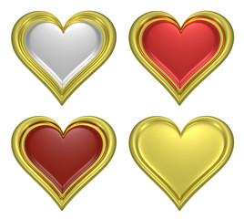 Golden heart pendants set