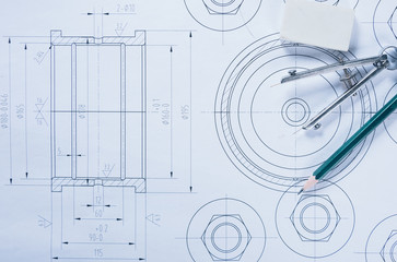 detail shot of Architectural blueprints.
