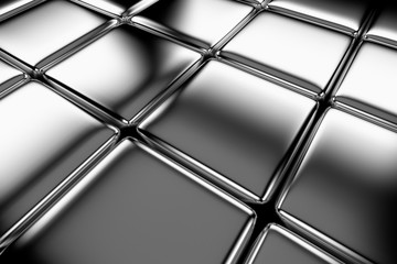 Steel cubes flooring diagonal view