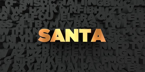 Santa - Gold text on black background - 3D rendered royalty free stock picture. This image can be used for an online website banner ad or a print postcard.