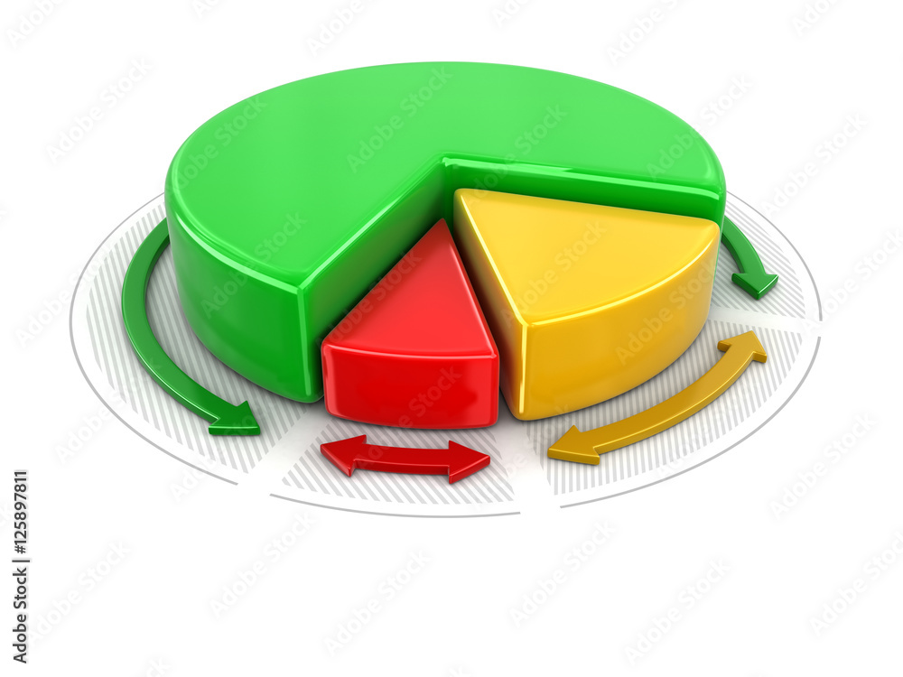 Poster pie chart in 3d. image with clipping path