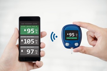 Man using application for diabetes