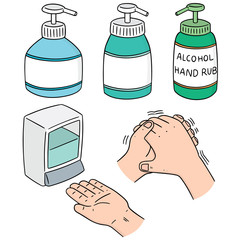 vector set of alcohol hand rub