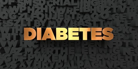 Diabetes - Gold text on black background - 3D rendered royalty free stock picture. This image can be used for an online website banner ad or a print postcard.