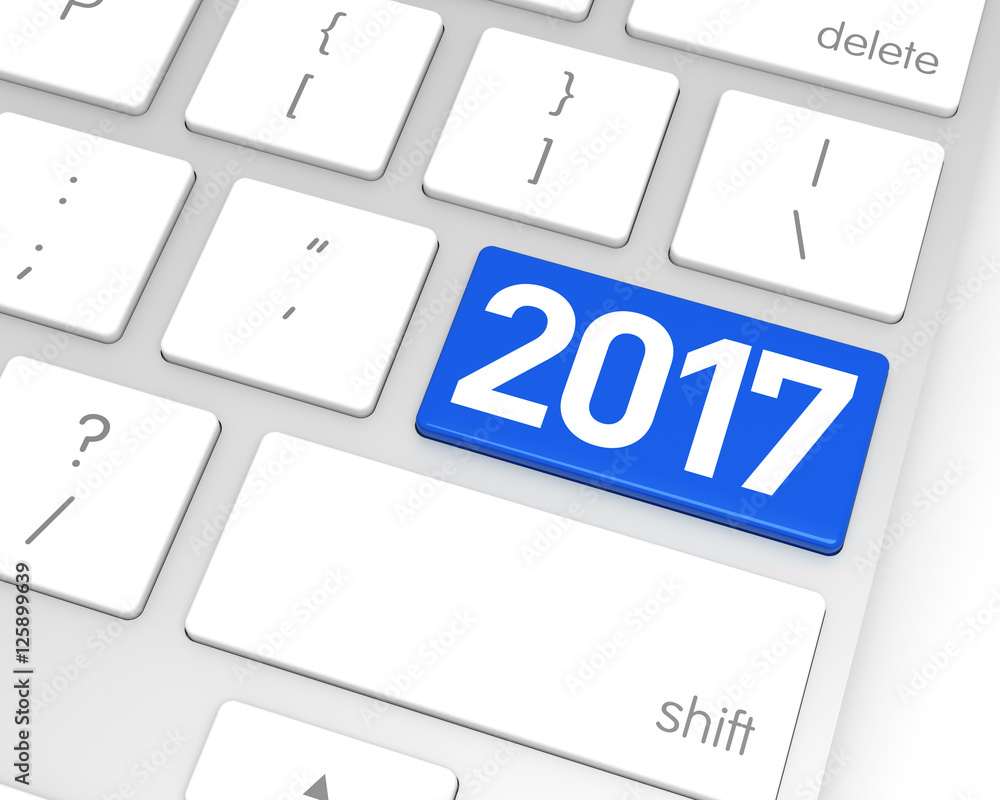 Poster computer keyboard with 2017 enter button