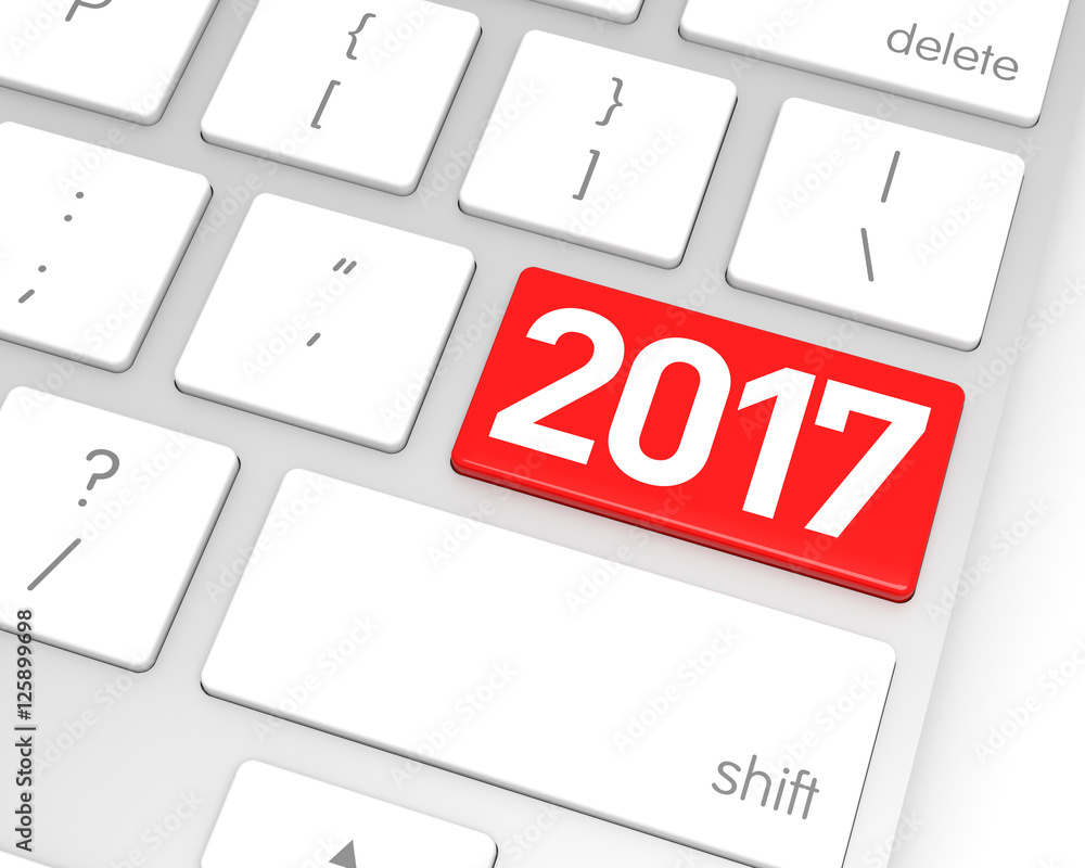 Poster computer keyboard with 2017 enter button