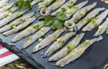 Detalle de boquerones en vinagre