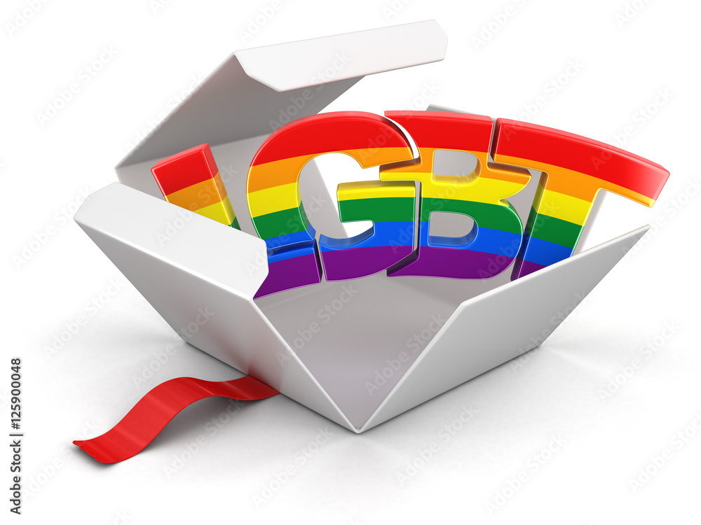 Poster open package with lgbt. image with clipping path