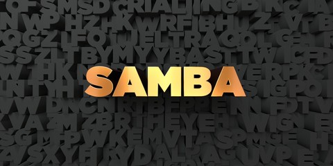 Samba - Gold text on black background - 3D rendered royalty free stock picture. This image can be used for an online website banner ad or a print postcard.