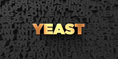 Yeast - Gold text on black background - 3D rendered royalty free stock picture. This image can be used for an online website banner ad or a print postcard.