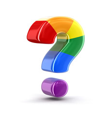 Multi colored Big sign of question. Image with clipping path