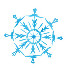 Isolated watercolor snowflake. on white background. Symbol of winter. Beautiful decoration.