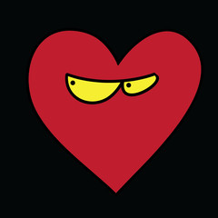 Heart with eyes on a black background.