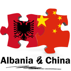 China and Albania flags in puzzle