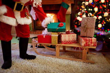 Santa Claus brings presents
