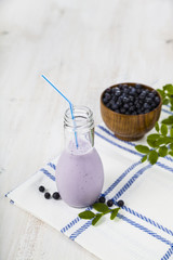 Yogurt or smoothie  with blueberries
