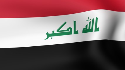 Flag Iraq, fluttering in the wind. 3D rendering.