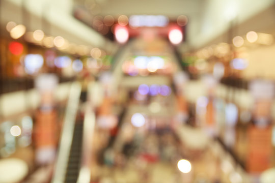 Abstract background of shopping mall blurred filter effect.