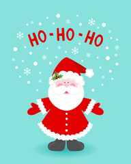 Christmas card with Santa Claus. Vector illustration for postage and greeting cards.