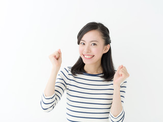 ガッツポーズ・若い女性