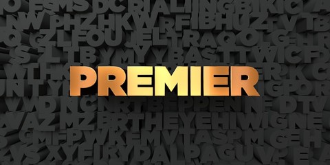 Premier - Gold text on black background - 3D rendered royalty free stock picture. This image can be used for an online website banner ad or a print postcard. - obrazy, fototapety, plakaty