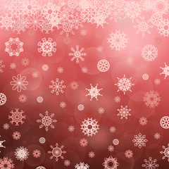 Winter Snowflake Red Pattern. Christmas Blurred Background