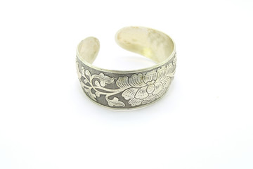 Silver bracelet isolated on white background