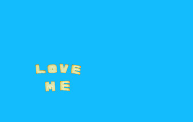 Love me words created from cookies, Background words, Letters sp