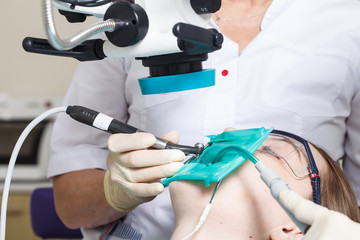 young patient to do the procedure in the dental office