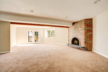 Spacious Empty living room interior with carpet floor