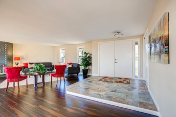 Entry with leveled tile floor