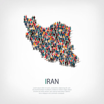 People Map Country Iran Vector