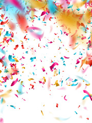Colorful confetti on white background. EPS 10