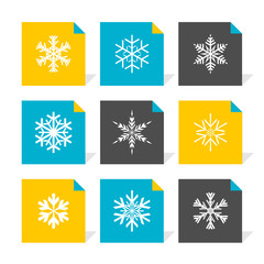 Vector Flat Icons Set - Snowflakes

