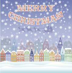 Merry Christmas greeting card, vector illustration