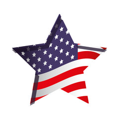 usa flag colors on star shape icon over white background. vector illustration