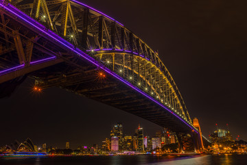 Fototapeta na wymiar Sydney Harbour Bridge vivid festival.