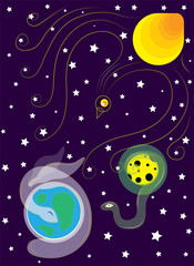 Space. Planets in an image of animals