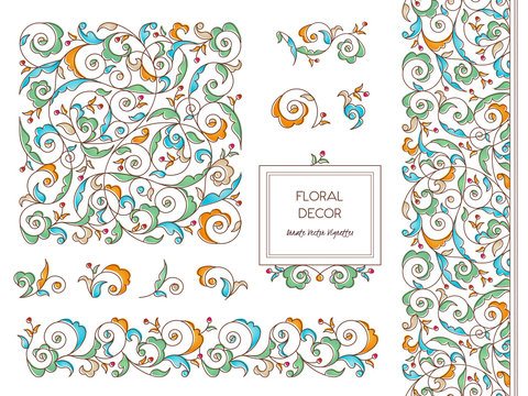 Vector set vignettes in Eastern style.