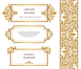 Vector set of vignettes, borders in Victorian style. - obrazy, fototapety, plakaty
