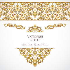 Vector set of vignettes, borders in Victorian style.