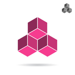 Cubes collected together, cube icon