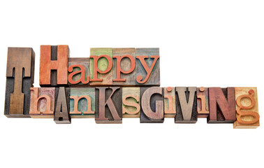 Happy Thanksgiving word abstract in wood type
