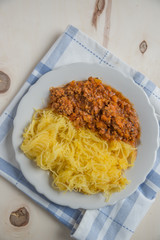 Spaghetti Kürbis mit Ragu