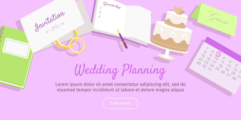 Wedding Planning Web Banner. Preparations. Vector