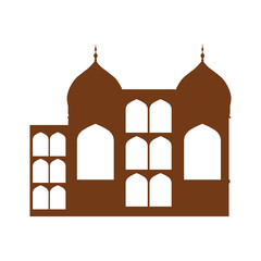silhouette of indian architecture building over white background. vector illustration