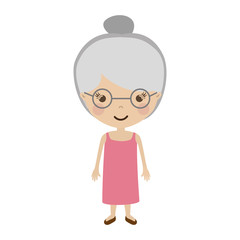 cartoon old woman smiling with beautiful clothes over white background. vector illustration