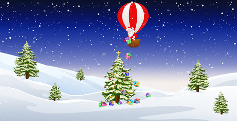 Santa on hot air balloon 