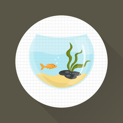 Aquarium with fish color icon. Flat design. Pet shop theme