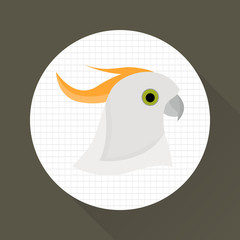 Parrot cockatoo color icon. Flat design. Pet shop theme